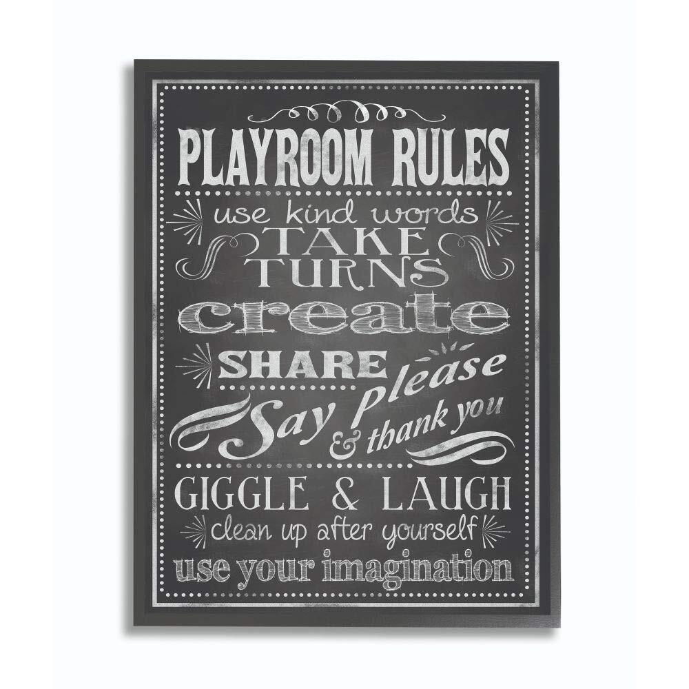 The Room by Stupell Playroom Rules Black And White Framed Giclee Texturized Art