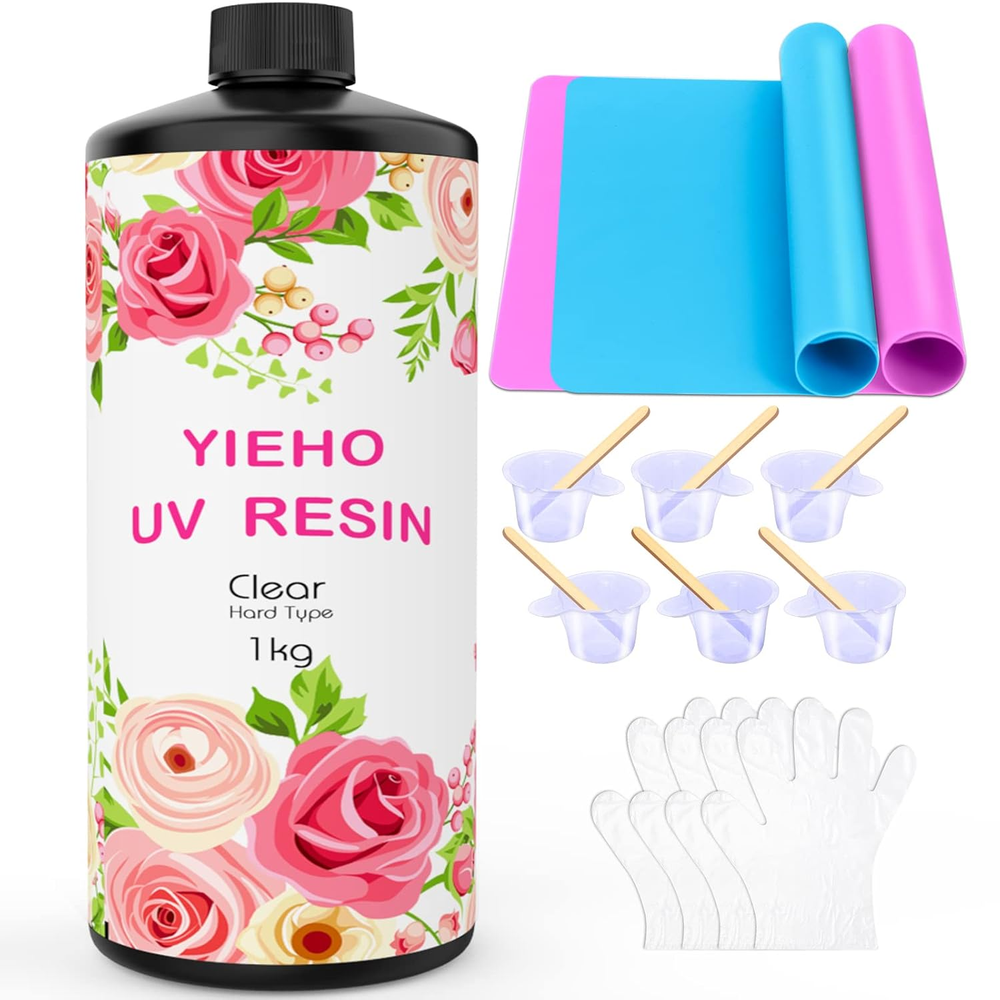 1000G Crystal Clear Fast-Curing UV Resin for Crafts and DIY