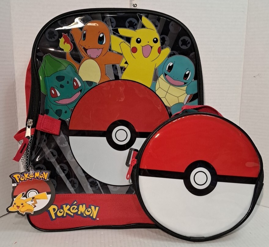 Pokemon Backpack Pokeball Lunch Bag Pikachu Charmander Squirtle Bulbasaur 16