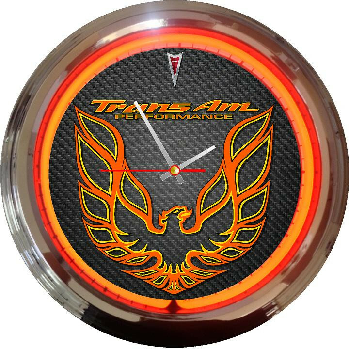 Pontiac Trans Am Firebird Neon Clock Available in 4 colors