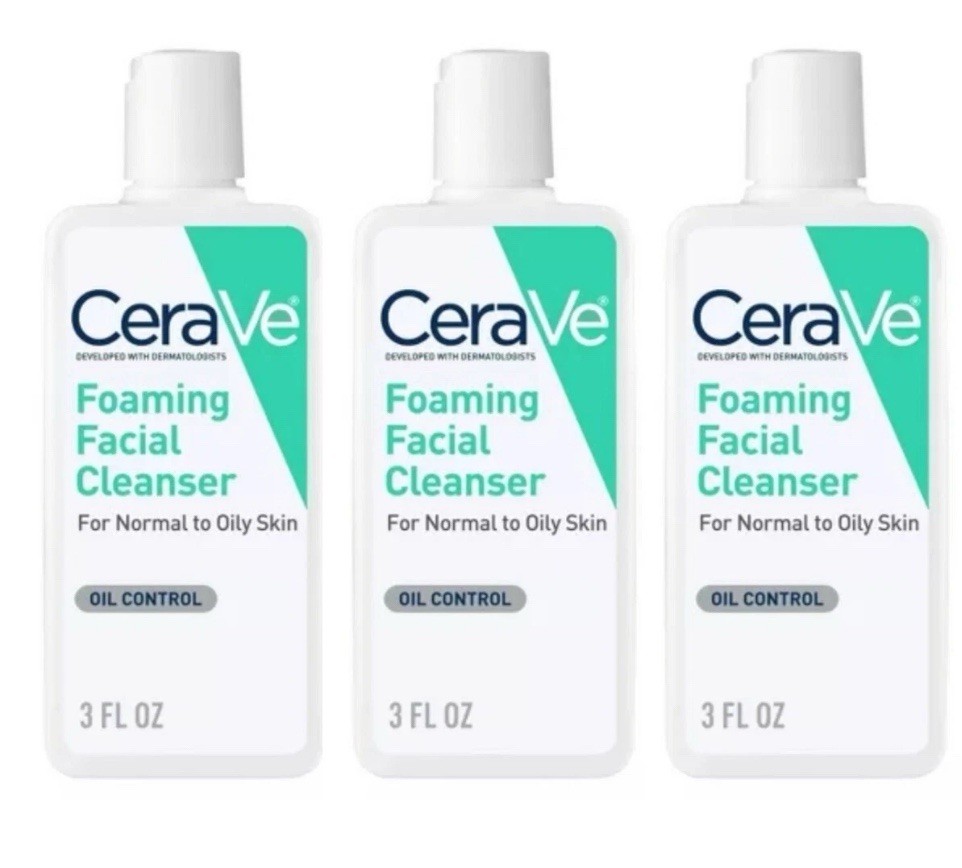 Cerave Foaming Facial Cleanser 3-Pack for Normal to Oily Skin 3oz