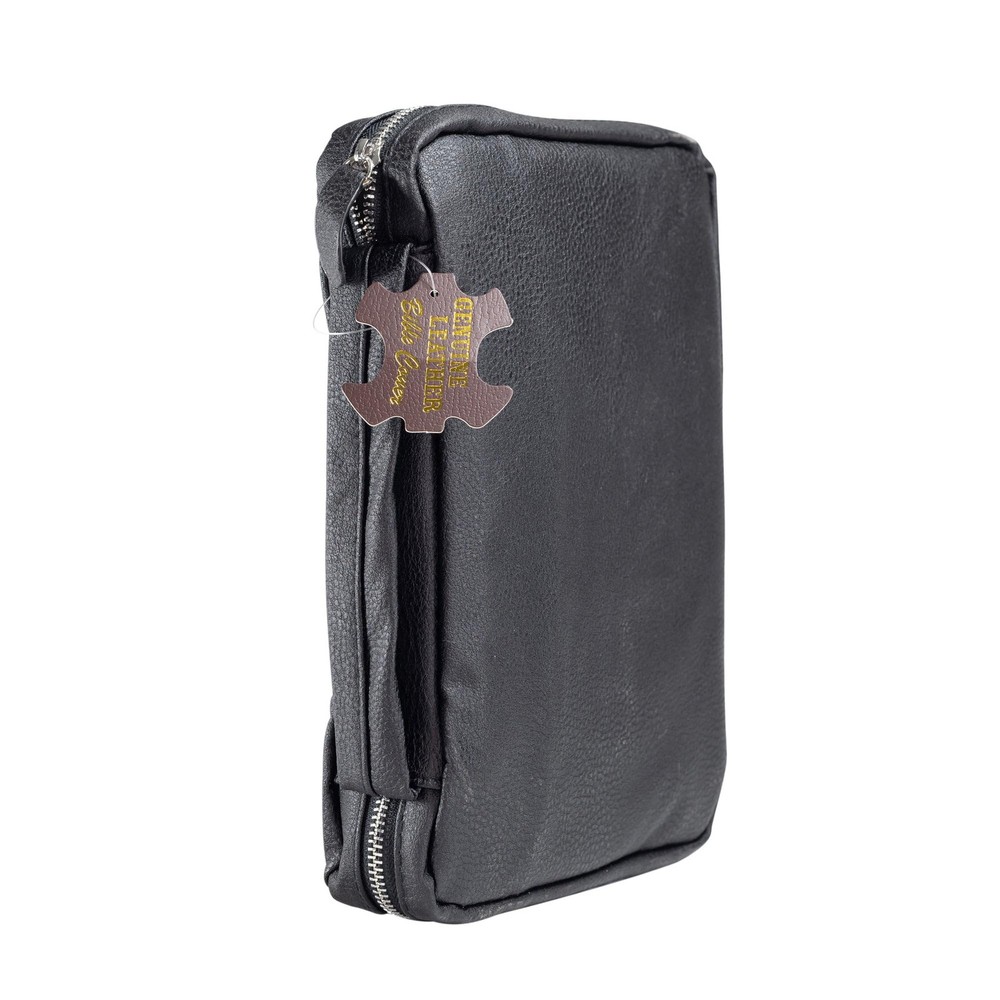Leather Bible Cover Midnight Black, Large (19555) | Fits Bibles up to 6.625