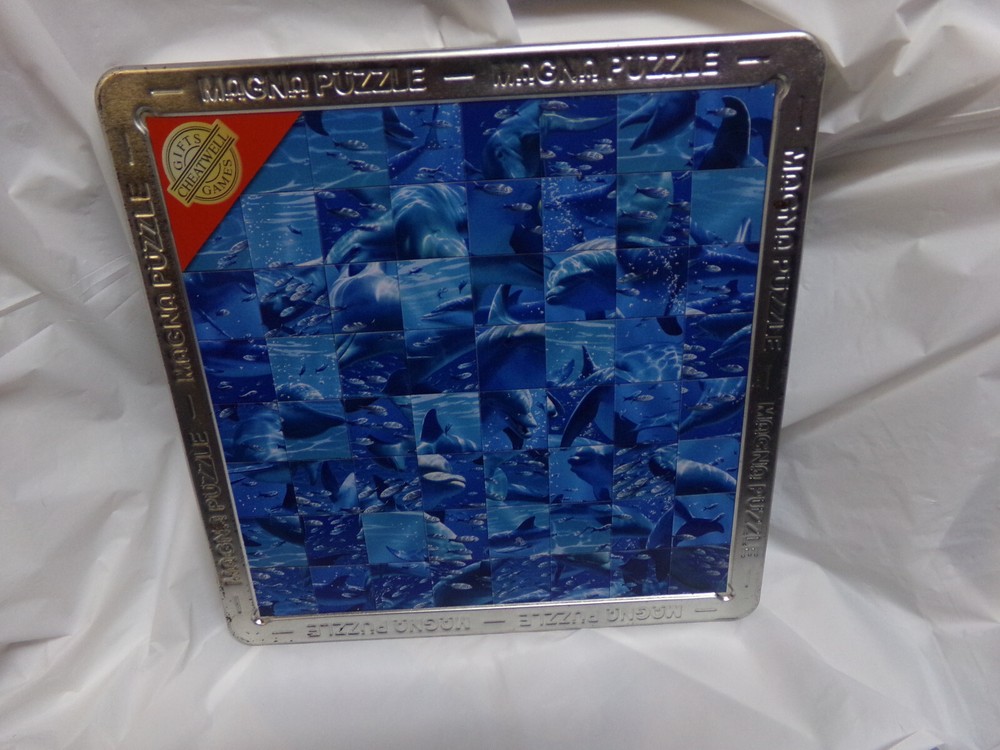 3D Magna Puzzle Dolphins Magnetic Tiles with Stickers in Tin Storage Case  