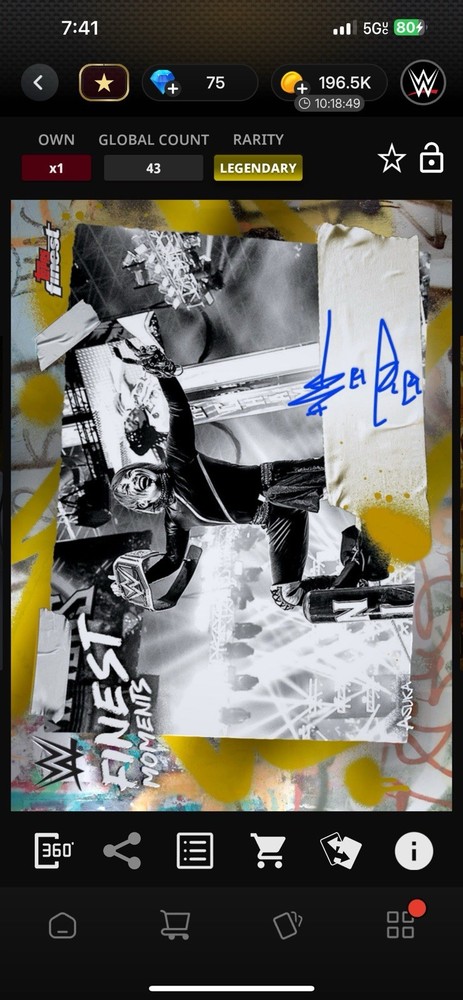 2025 WWE Topps Slam Digital ASUKA Finest Gold Moments Auto Legendary 50cc