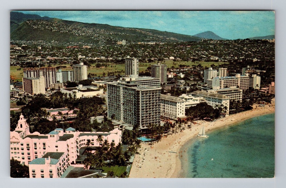 Waikiki Beach HI-Hawaii, Outrigger Hotel Advertising Antique, Vintage Postcard