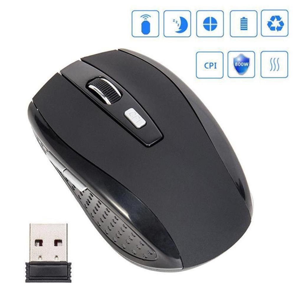 Wireless 2.4GHz Optical Scroll Mouse for Laptop PC with USB Receiver  