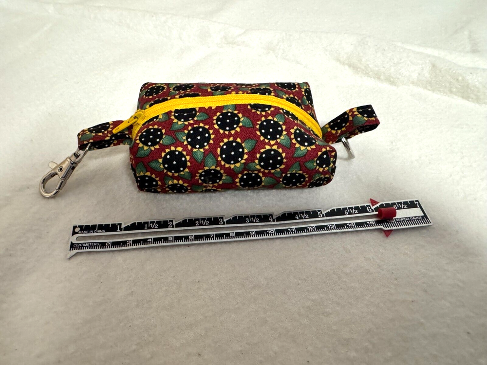 Handmade Sunflower Boxy Keychain Coin Purse Bag with Discounted Shipping