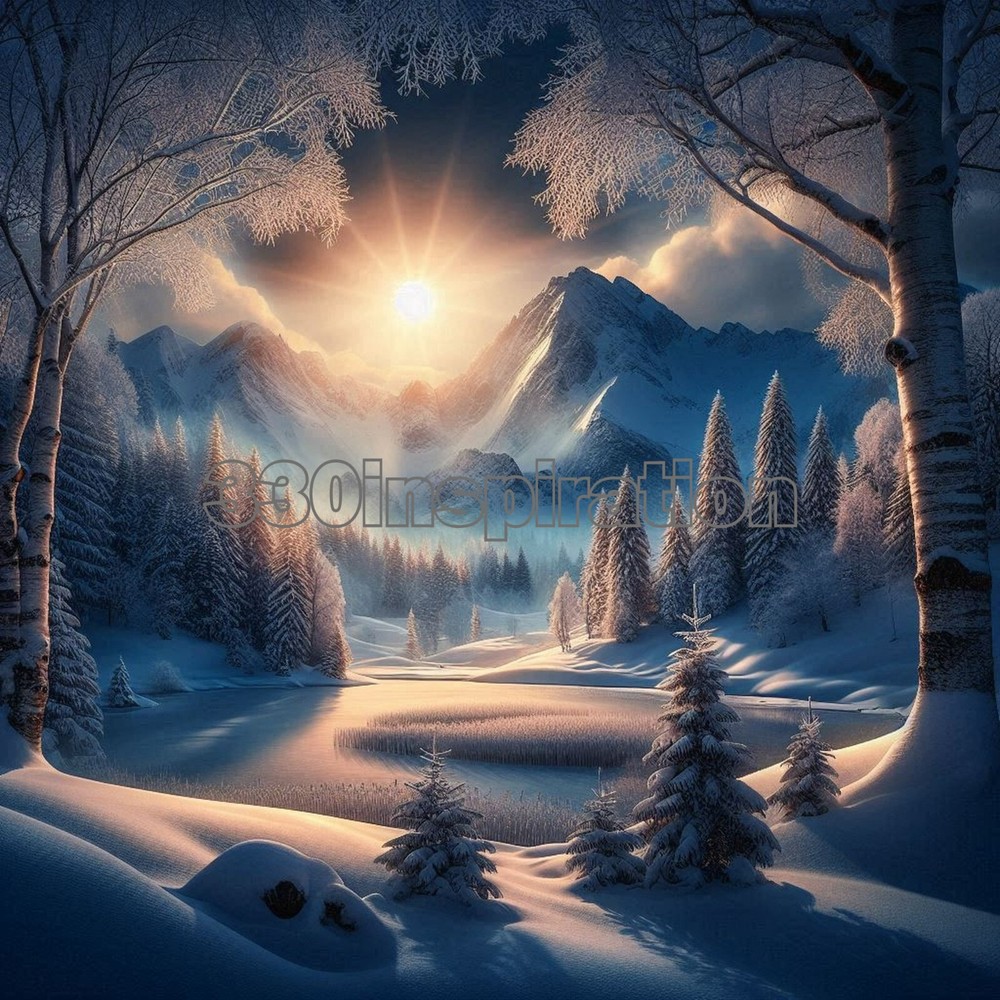 Winter Forest Digital Wallpaper Background for Desktop #A80-image
