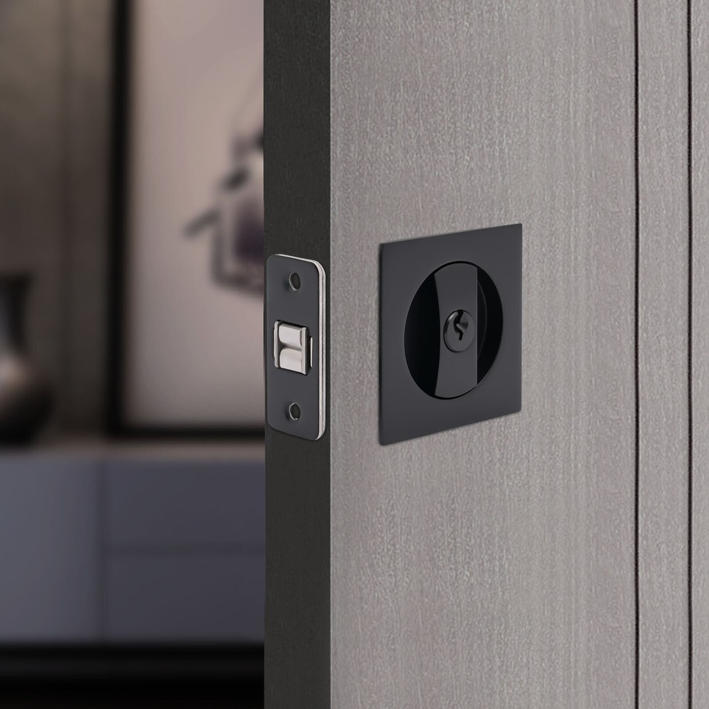 Square Sliding Door Lock Privacy Latch for Barn Pocket Entry in Durable Zinc Alloy