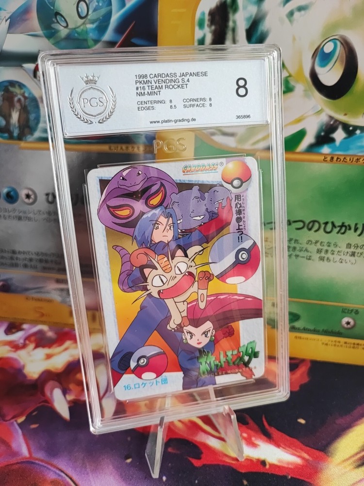 Pokemon Card 16 Carddass Vending Series Anime TV Team Rocket Meowth PGS PSA 8