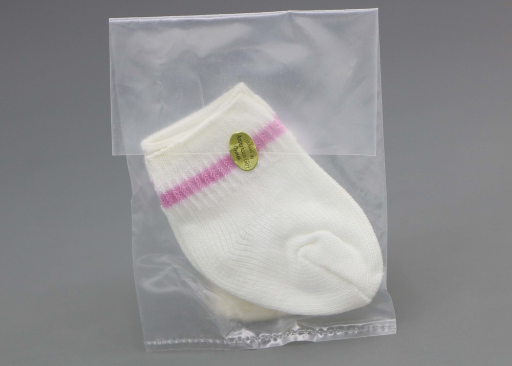 American Girl a pair of white socks with pink stripes for 18'' doll