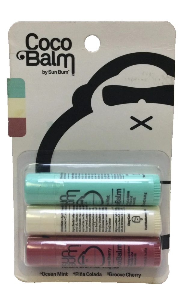 Sun Bum Coco Balm Lip Balm Set Ocean Mint Cherry Pina Colada Buy Now-image