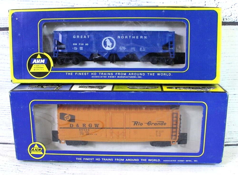 AHM 5272B GREAT NORTHERN 4-Bay Hopper & 40' Box Car D&RGW Rio Grande HO