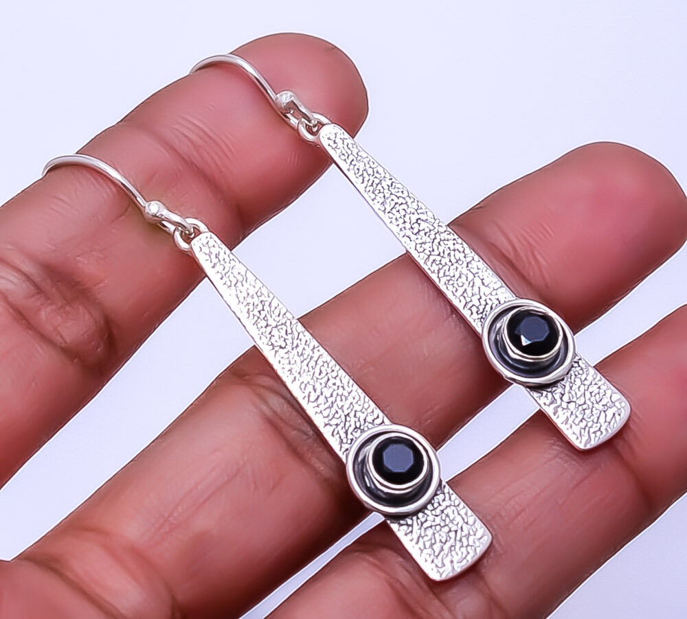 Black Onyx Designer Handmade 925 Sterling Silver Earring 2.34