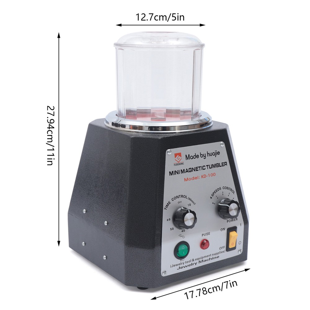 Mini Magnetic Tumbler 100mm Jewelry Polisher Finisher Machine Time Control USA