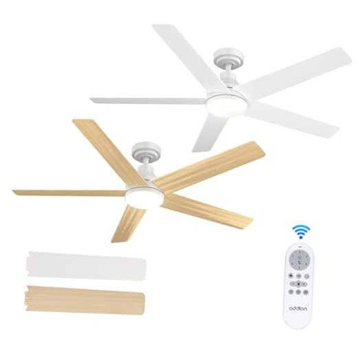 2 Pack 52 Inch White Ceiling Fan with LED Light and Remote Control