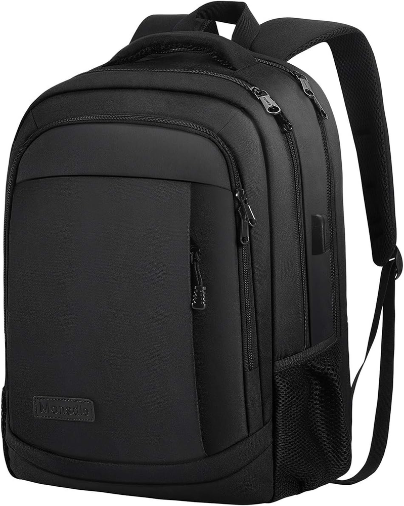 Secure Anti-Theft Travel Laptop Backpack with USB Port Fits 15.6 Inch Black for Men & Women  