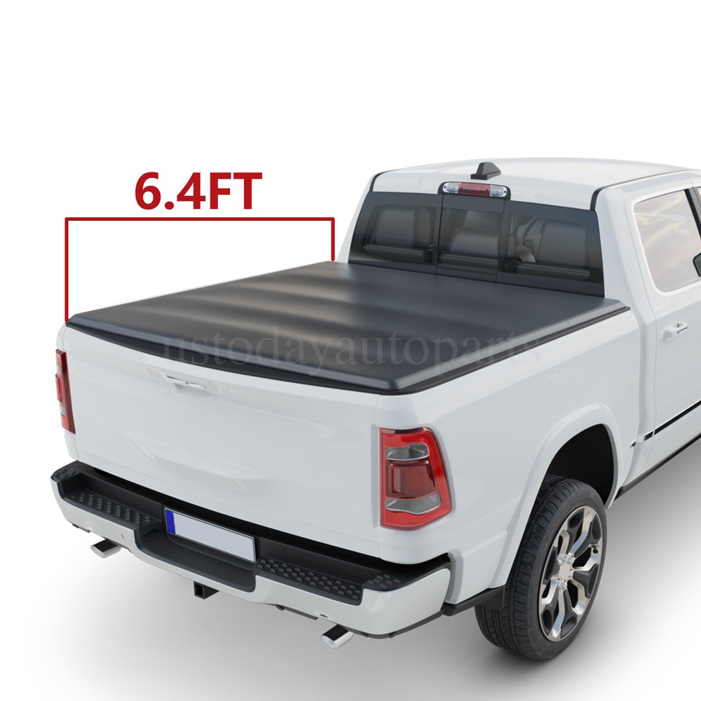 6.4FT Soft Tri-Fold Truck Bed Tonneau Cover For 02-24 Dodge Ram 1500 2500 3500
