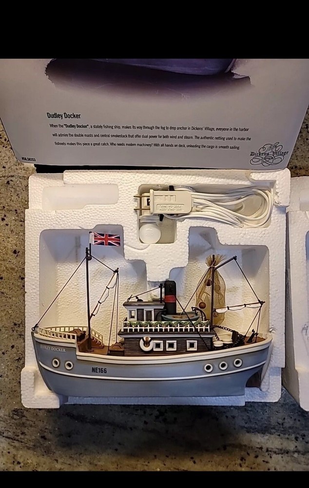 Dept 56 Retired 1999 Dickens Village Dudley Docker 58353 Fishing Ship