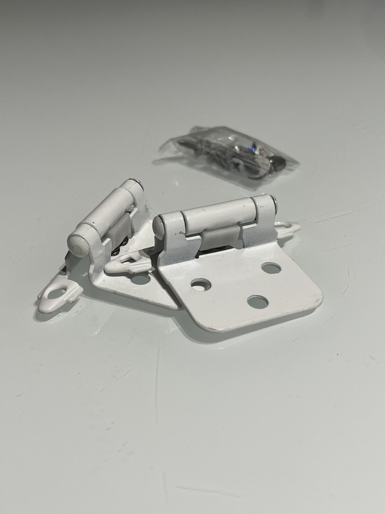 Cabinet Hinges White Flush Mount with Screws Pair Laurey - 28742