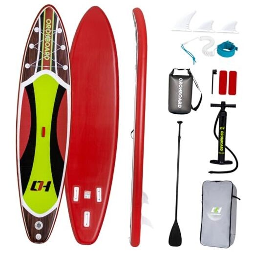 11'6 Inflatable Stand Up Paddle Boards Complete SUP Accessories Wood Red Green