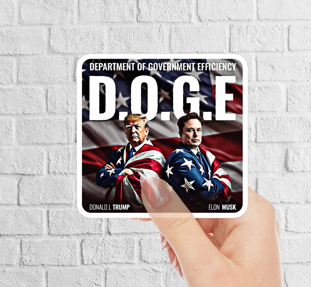 NEW - Trump & Elon Musk Sticker | Department of Government Efficiency 3.4x3.2 IN
