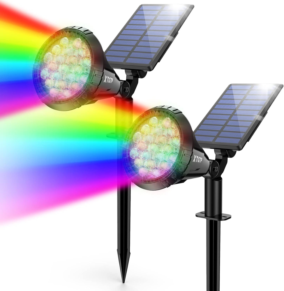 Solar Color Spot Lights Outdoor, 21 Leds Color Changing Solar Outdoor Lights, IP