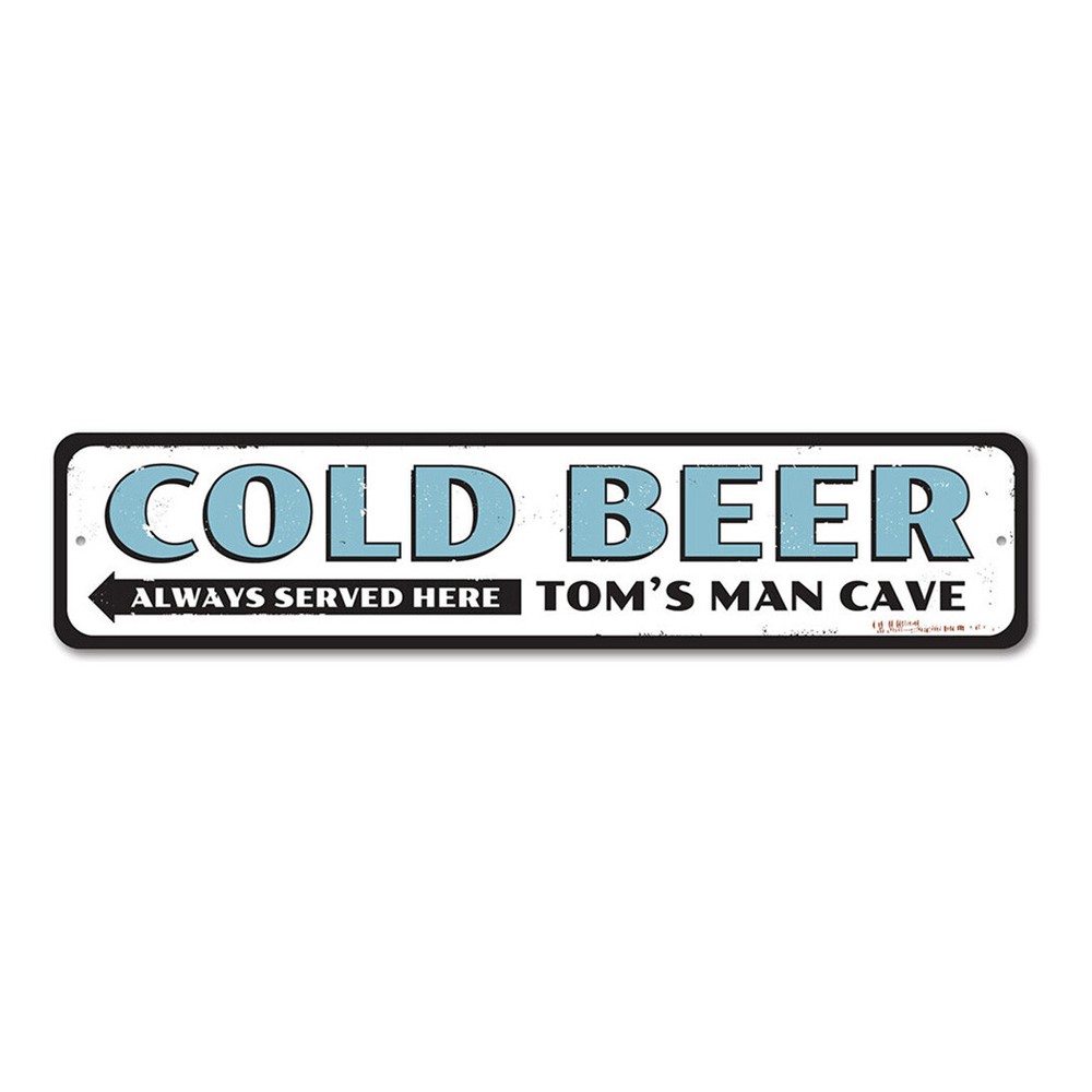 Cold Beer Sign, Personalized Beer Man Cave Sign, Bar Name Metal Decor Sign