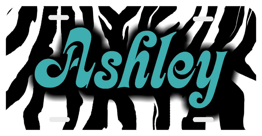 Custom Monogrammed Zebra Stripes Teal License Plate for Cars-image