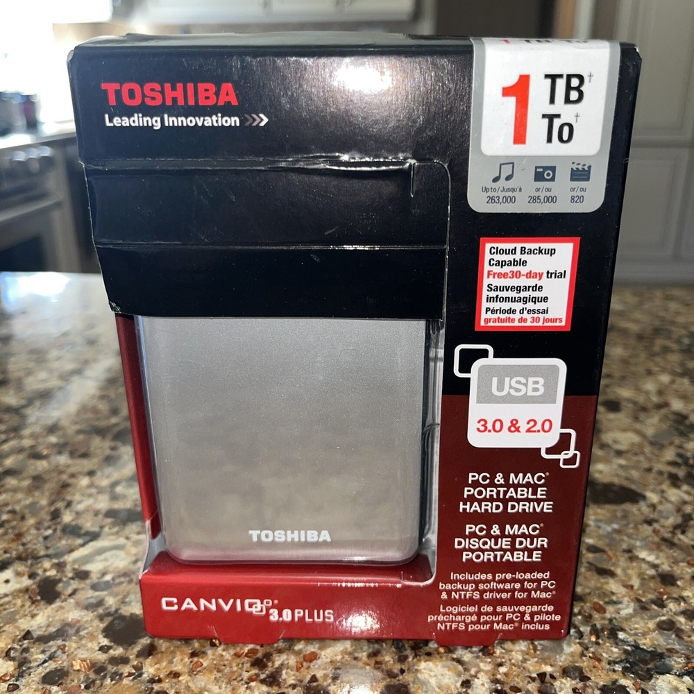 Toshiba Canvio 3.0 PLUS 1TB Portable External Hard Drive USB 3.0 silver