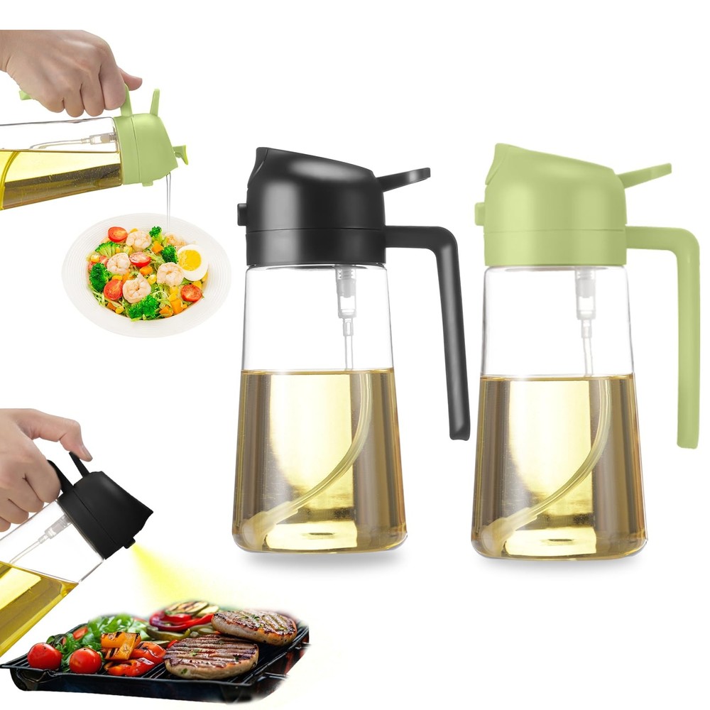 2-in-1 Olive Oil Dispenser and Sprayer with Anti-Drip Spout