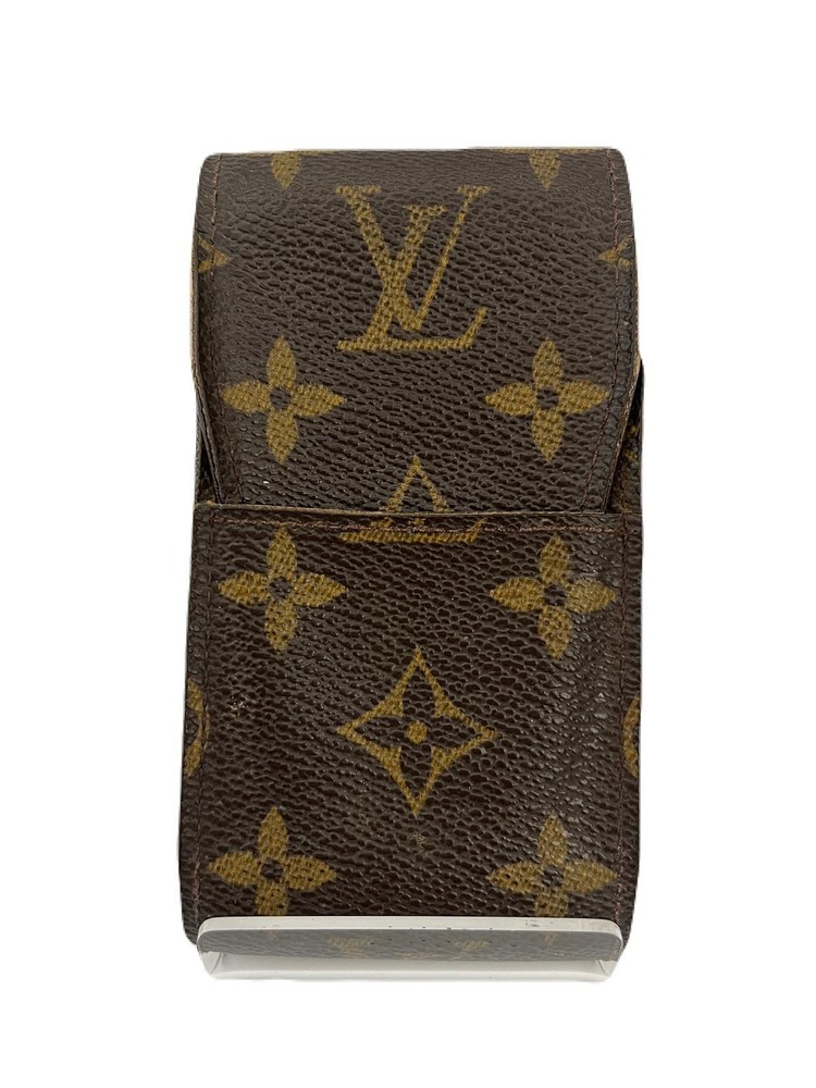 Louis Vuitton Monogram Cigarette Case Leather Brown USED E0828-2