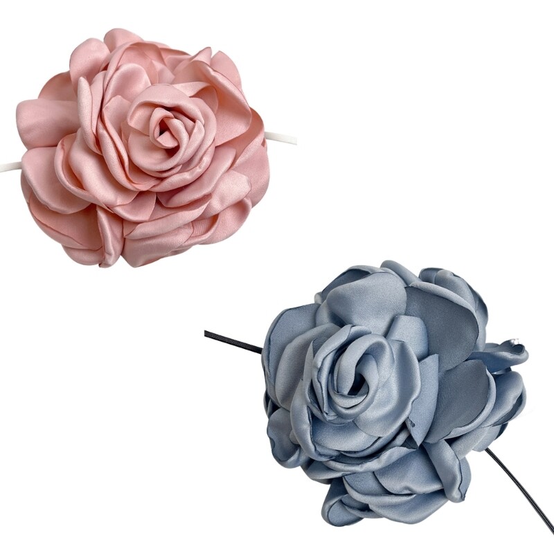 Fashion Big Rose Lace-up Choker Chain Necklace for Stylish Jewelry Enthusiasts