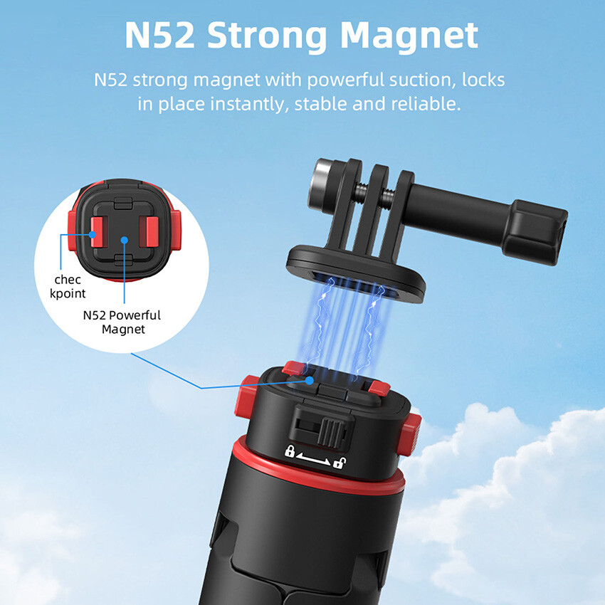Action Camera 163CM Magnetic Quick Release Extendable Pole Tripod