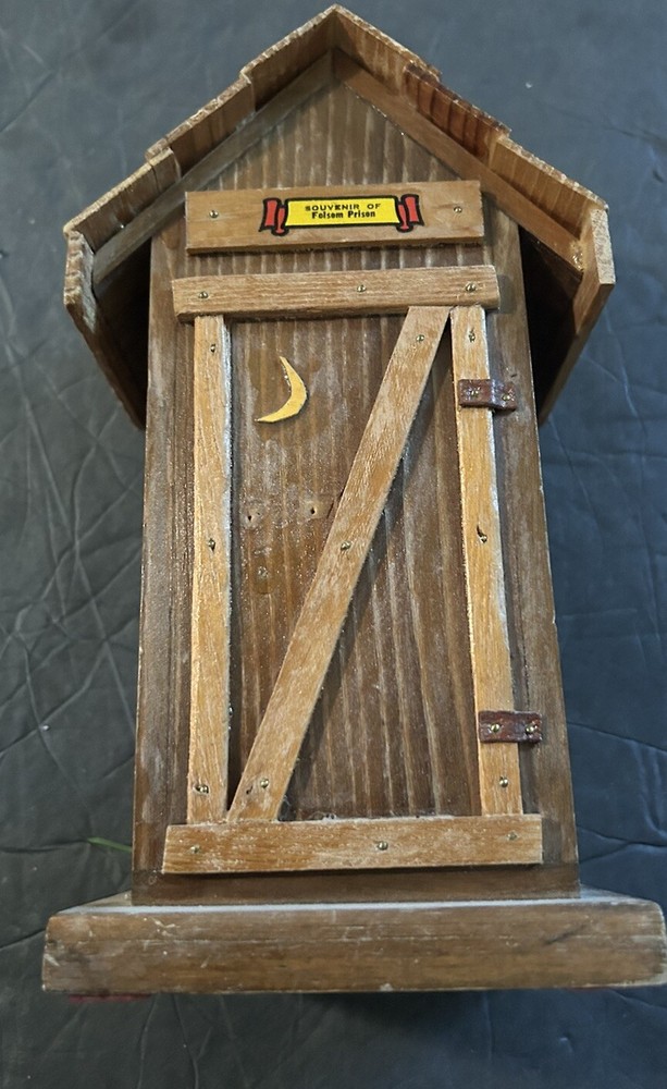 Vintage Wood Folsom Prison Hillbilly Outhouse Ceramic Coin Piggy Bank