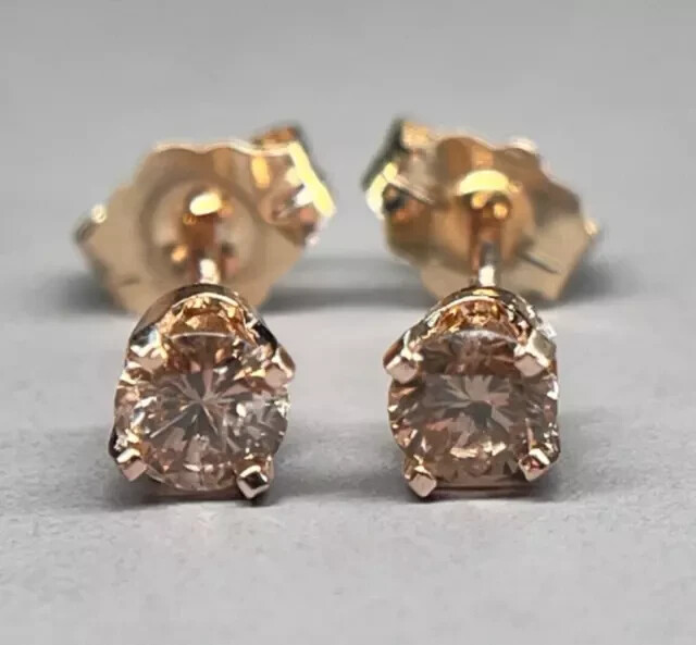 1.50Ct Round Simulated Diamond Stud Earrings in 14K Rose Gold for Women