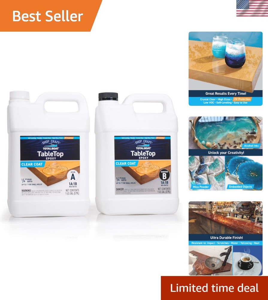 2-Gallon Clear UV-Resistant Epoxy Resin Kit for Crafting