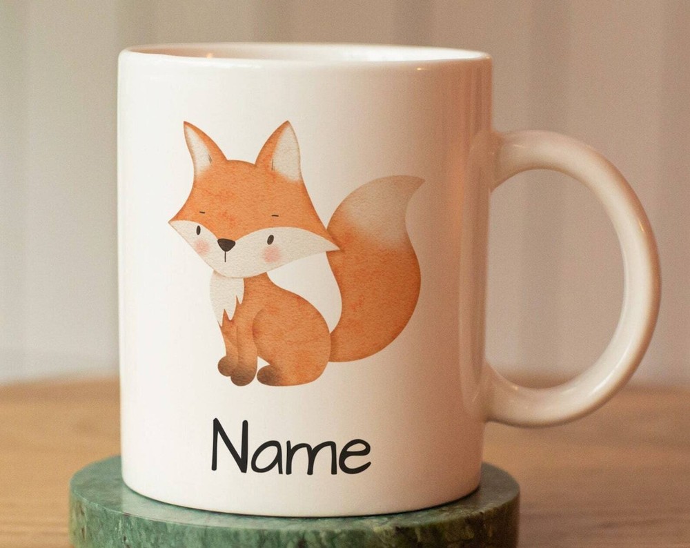 Custom Fox Mug for Kids with Name - Ceramic Personalized Gift-image