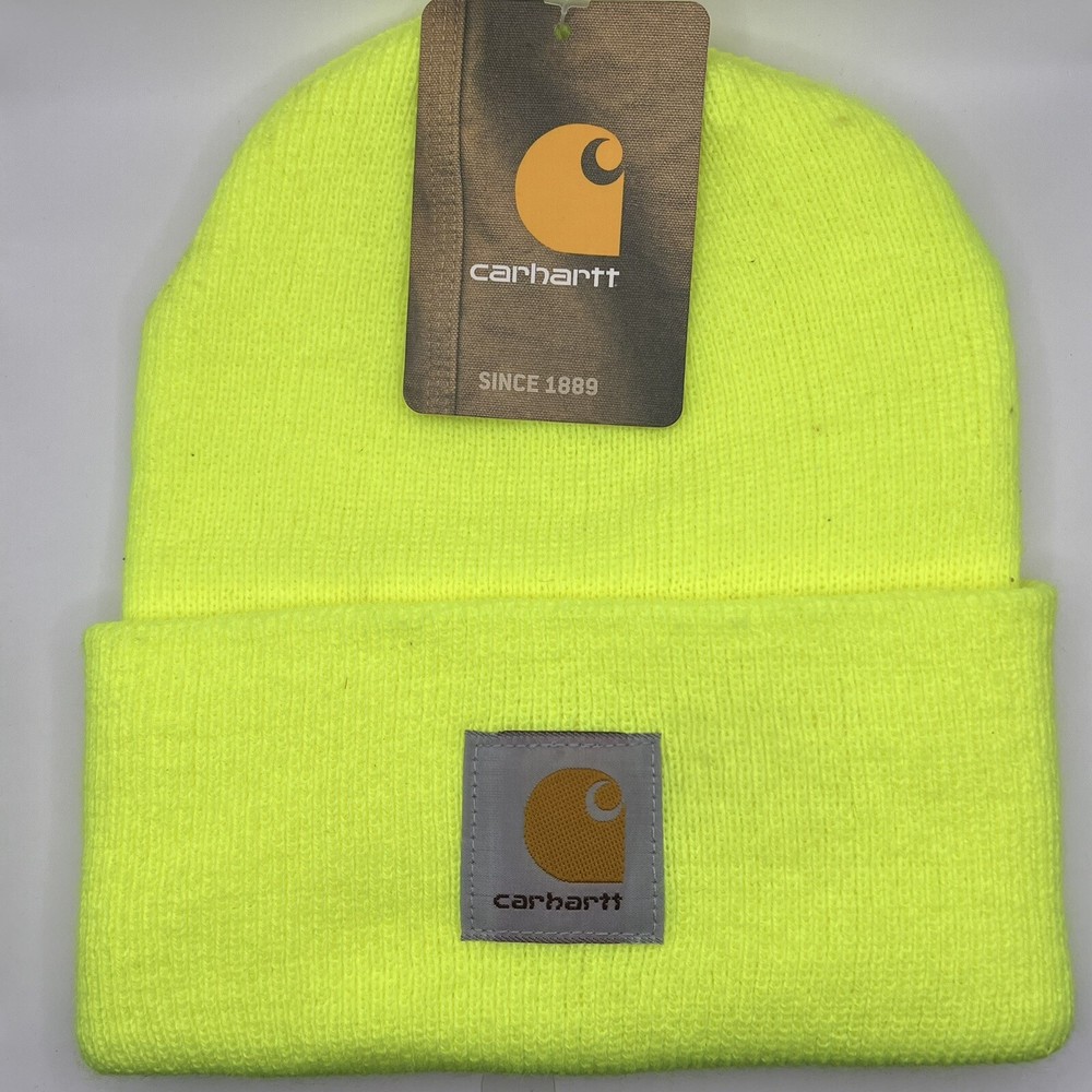 NEW Carhartt Knit Cuffed Beanie Hat Unisex Workwear Brite Lime High Visibility