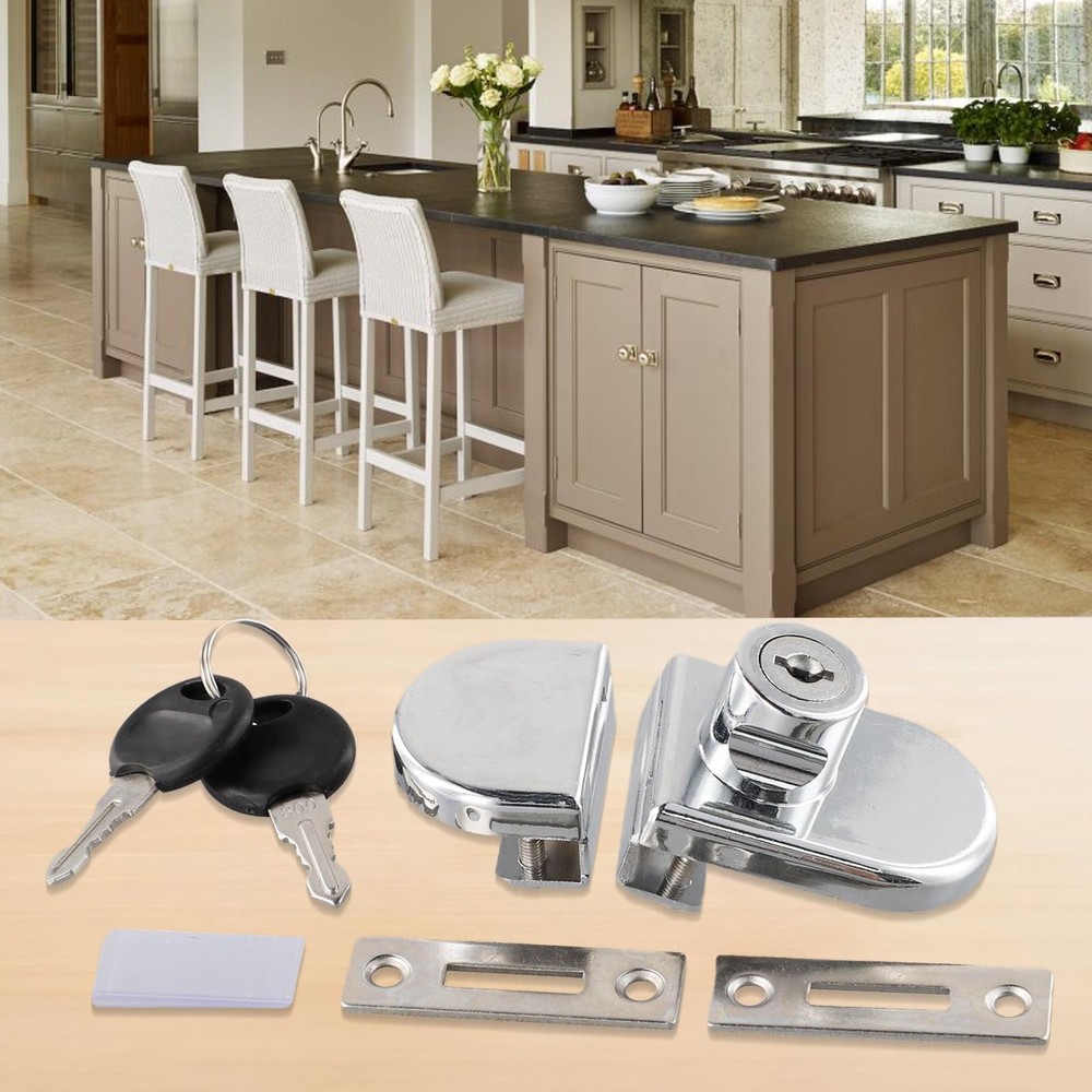 Glass Door Lock For 5-8mm Thick Glass Hardware Improvement No Drilling
