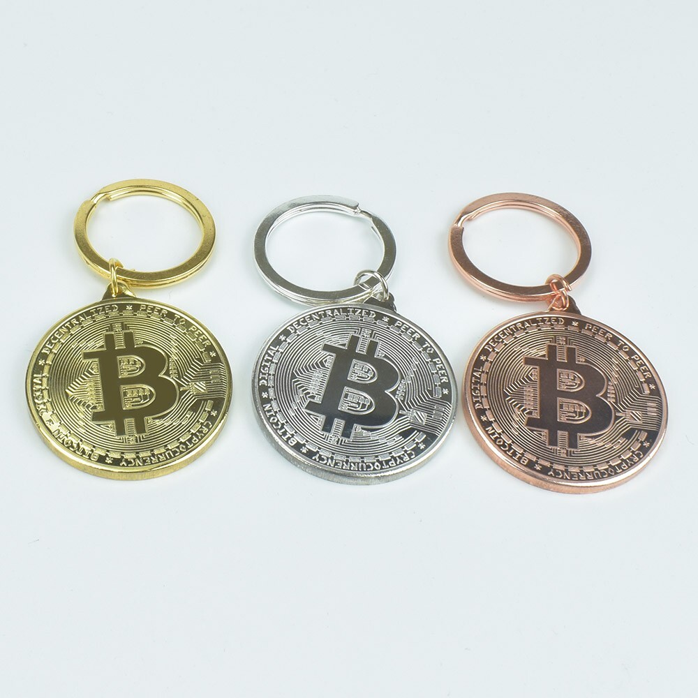 Keychain Gold Plated Coin Bitcoin Btc Cryptocurrency New Physical Key 2022 Keyri-image