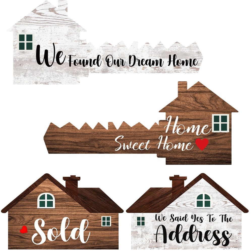 2 Pieces Sold Signs, Double Sided Social Media Photo Props, House Shaped and ...