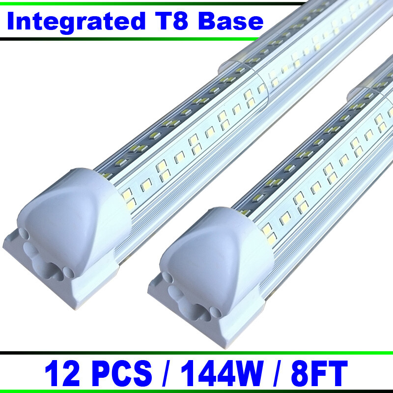 8Ft LED Tube Light Fixture 144W LED Shop Light Bulb 6500K Cool White 18000LM 12P