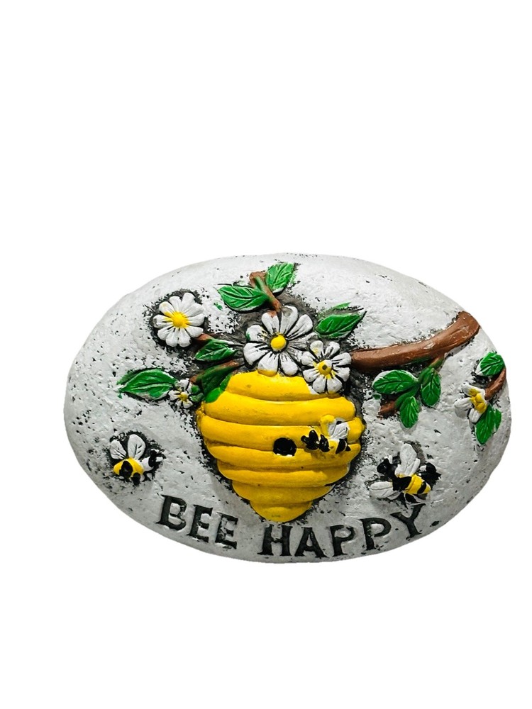 Decorative Concrete Garden Stone Bee Flower Decor 3 Inch