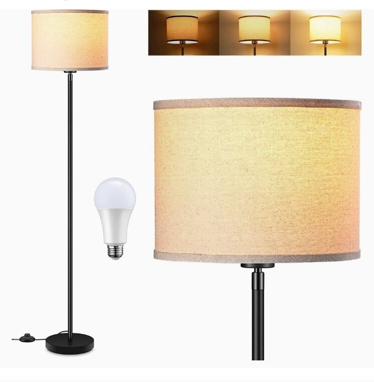 Floor Lamp, 15W LED with 3 Dimmable Levels - Simple Standing Design