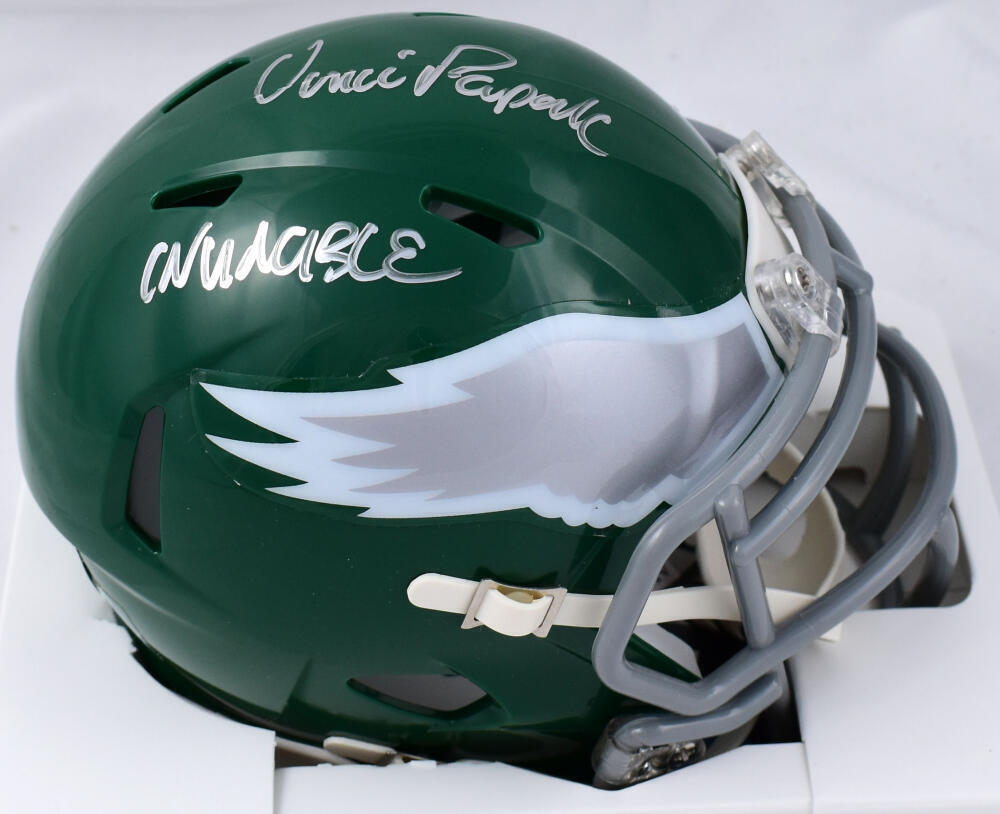 Vince Papale Signed Eagles 74-95 Speed Mini Helmet w/Invincible-Beckett W Holo-image