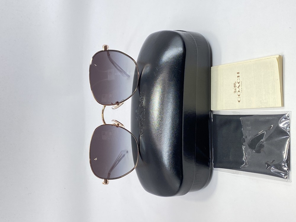 Coach Script Rose Gold Black Round Sunglasses 54-19-140 HC7166 CR644 Brand New