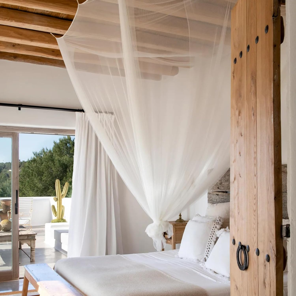 Square Mosquito Net Bed Canopy for Single to King Size Beds, No Opening & 8 Hang