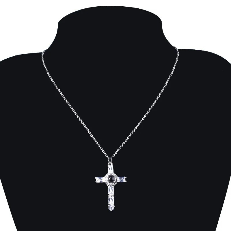 Lords Prayer Crystal Cross Pendant with Engraved Prayer & Projection Feature