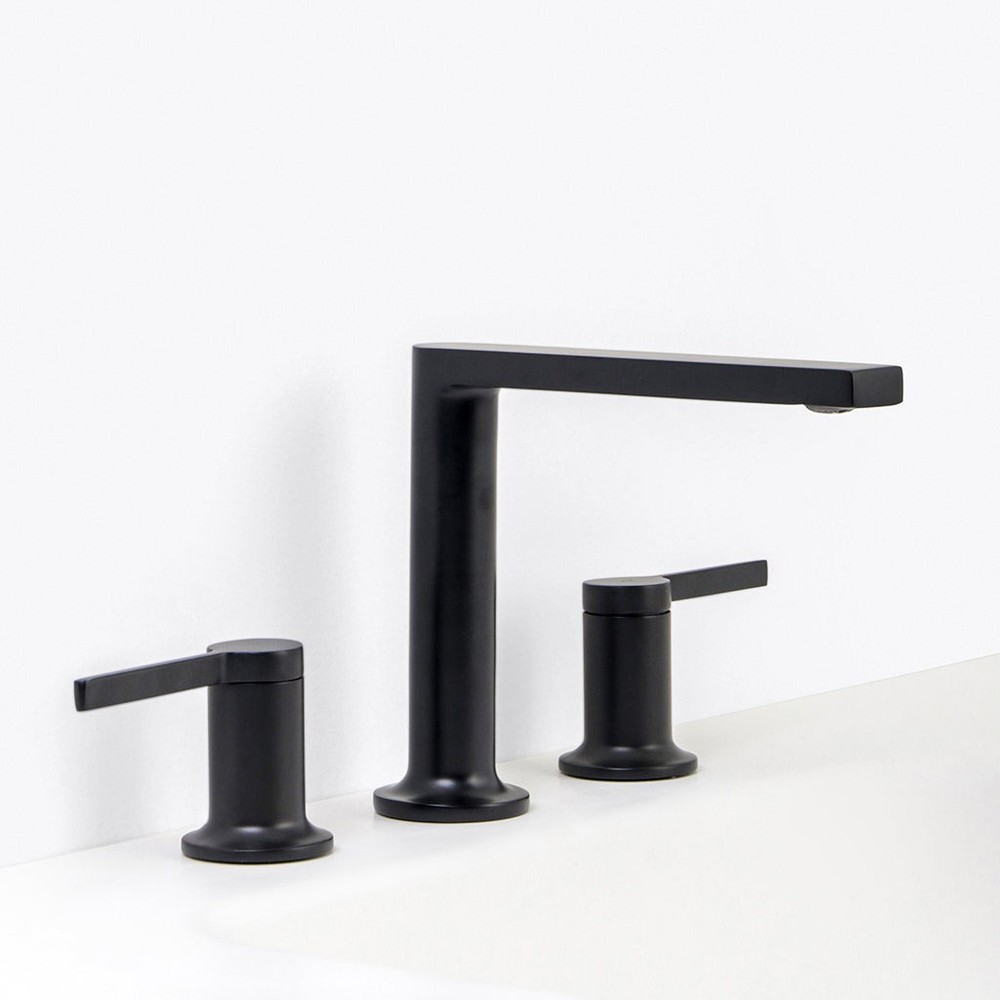 Metro Soho 14 Inch Widespread Bathroom Faucet in Brass and Matt Black